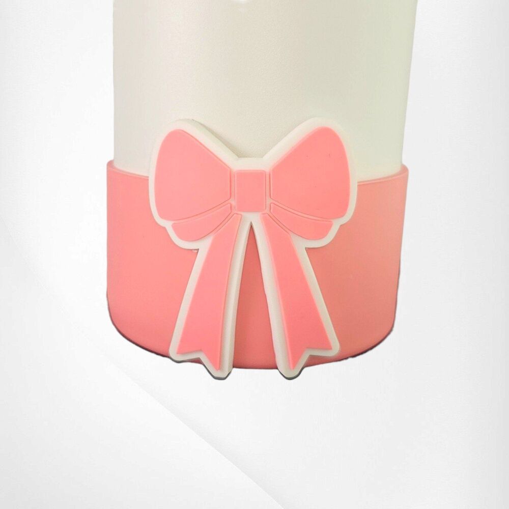 Bubblegum Pink Jumbo Bow Silicone Tumbler Boot. Fits 30oz-40oz Tumblers.
